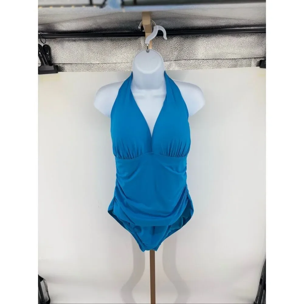 Lauren Ralph Lauren One-Piece Swimsuit Halter Blue Size 14